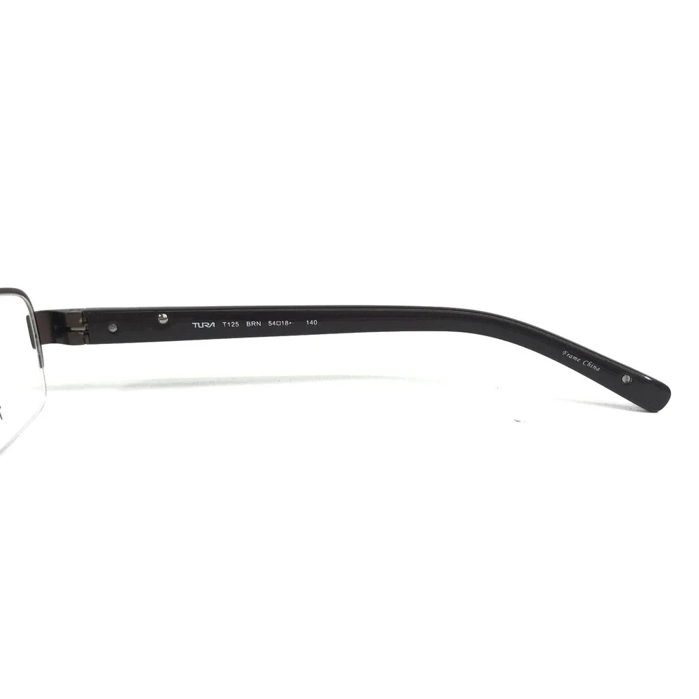 Tura Eyeglasses Frames T125 BRN Brown Rectangle Half Rim Titanium 54-18-140